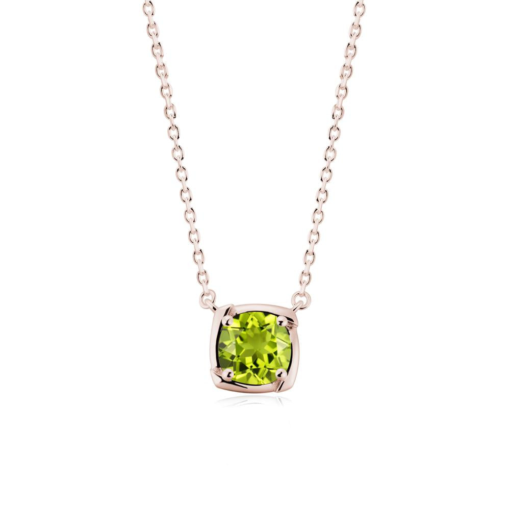 Square-Frame Round Peridot Necklace - LUO Jewelry #metal_14k rose gold