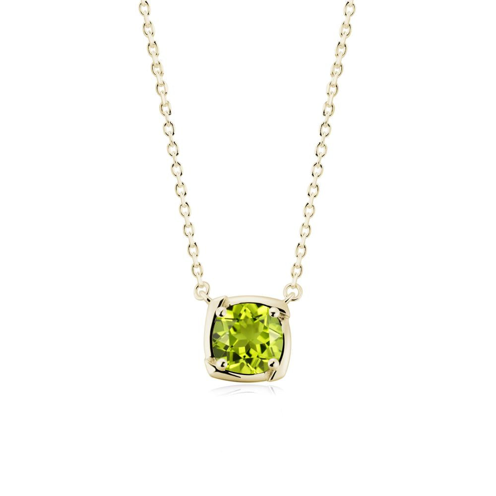 Square-Frame Round Peridot Necklace - LUO Jewelry #metal_14k yellow gold