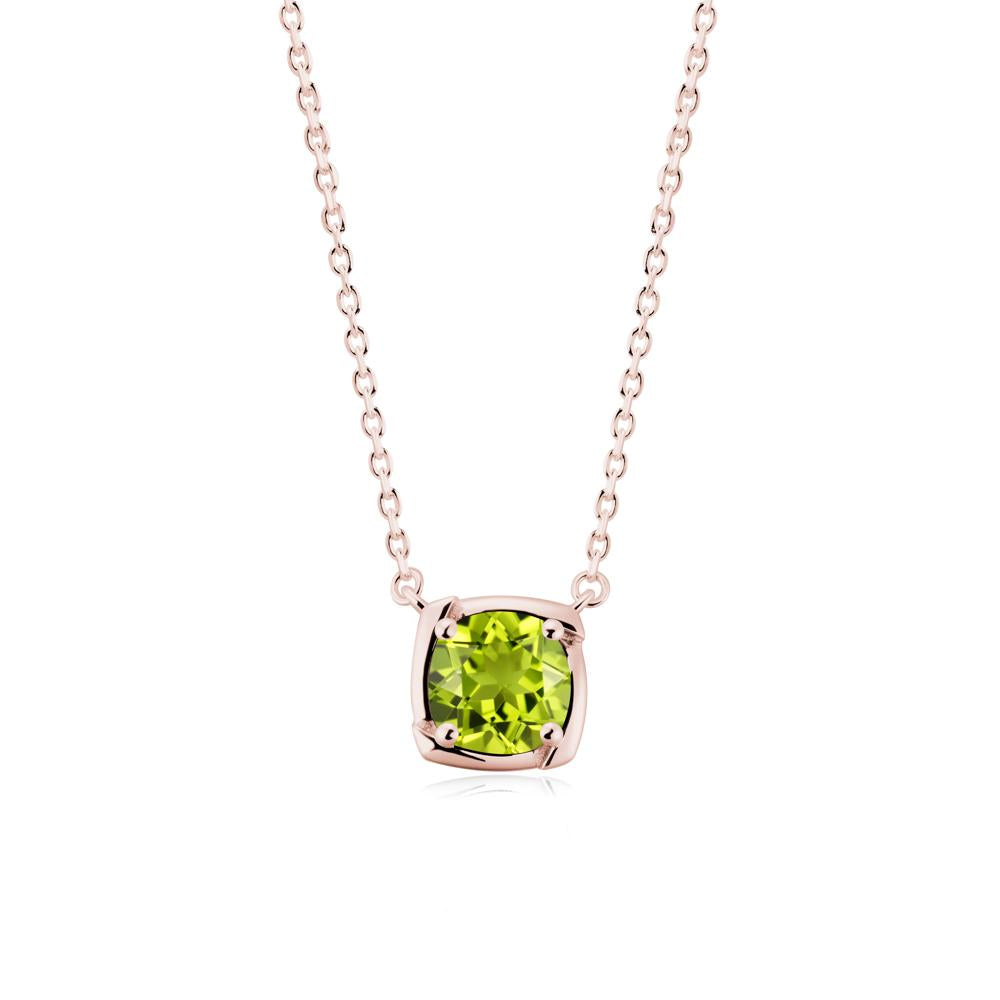 Square-Frame Round Peridot Necklace - LUO Jewelry #metal_18k rose gold