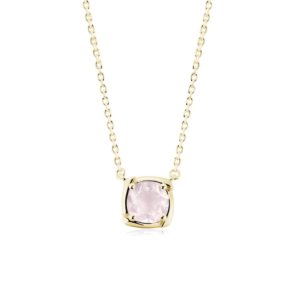 Square-Frame Round Rose Quartz Necklace - LUO Jewelry #metal_18k yellow gold