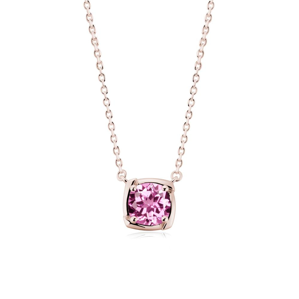 Unique Pink Sapphire Solitaire Pendant Necklace - LUO Jewelry #metal_14k rose gold
