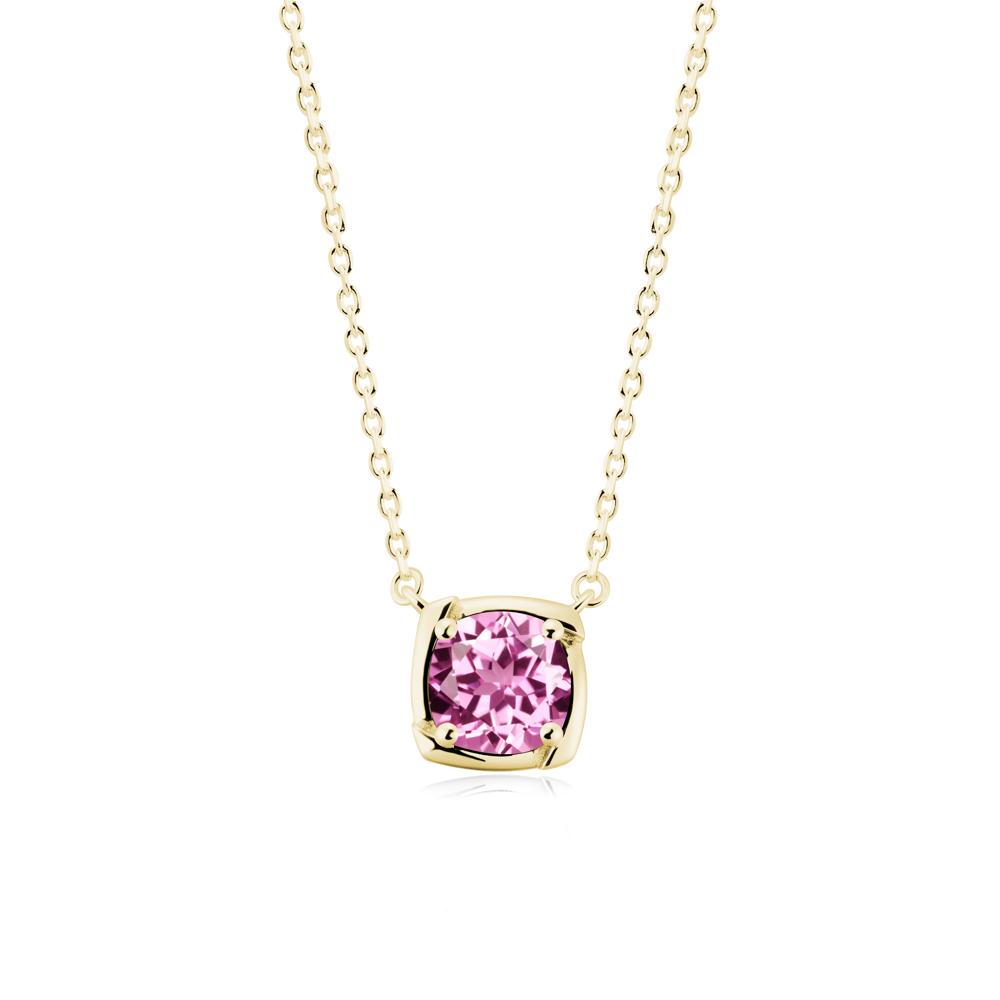 Unique Pink Sapphire Solitaire Pendant Necklace - LUO Jewelry #metal_18k yellow gold