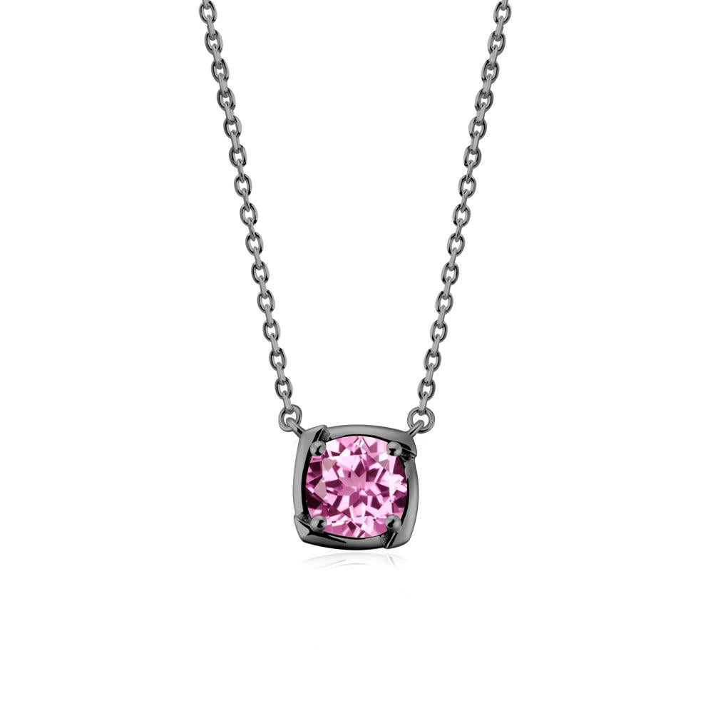 Unique Pink Sapphire Solitaire Pendant Necklace - LUO Jewelry #metal_black finish sterling silver