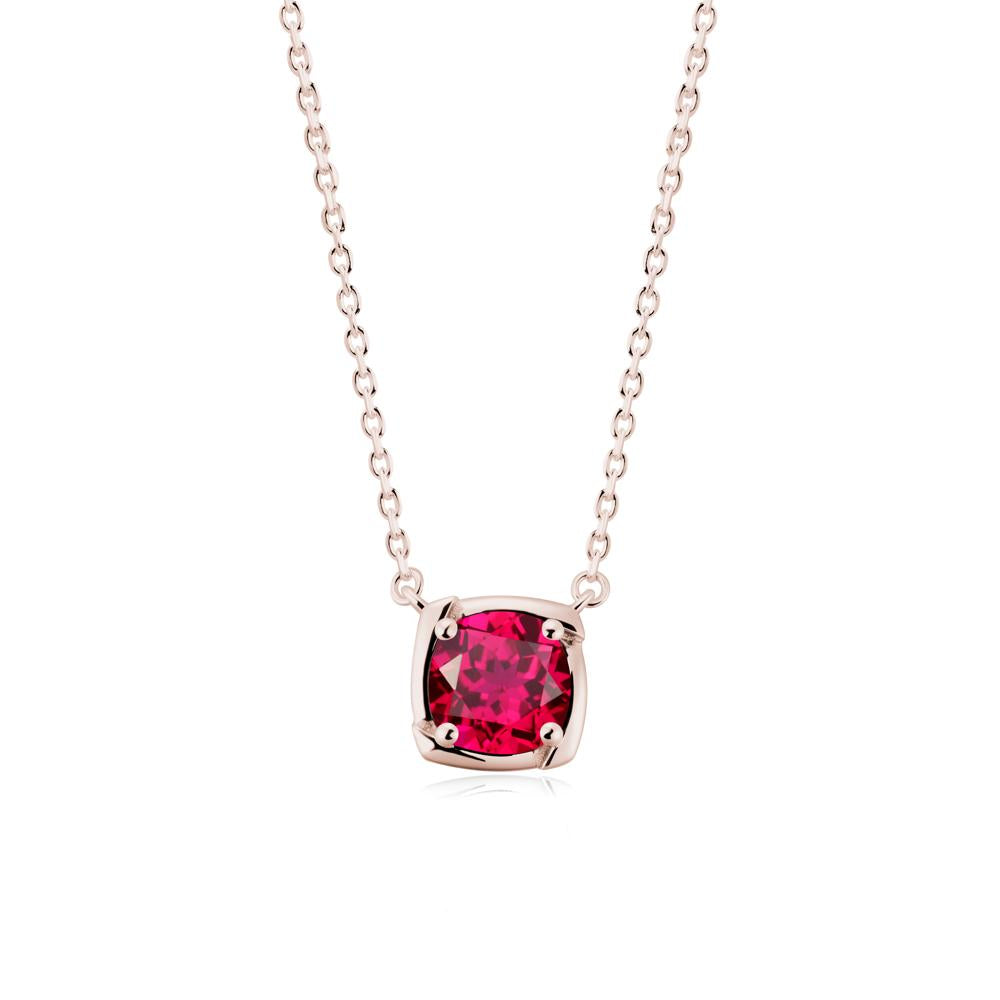 Unique Ruby Solitaire Pendant Necklace - LUO Jewelry #metal_14k rose gold