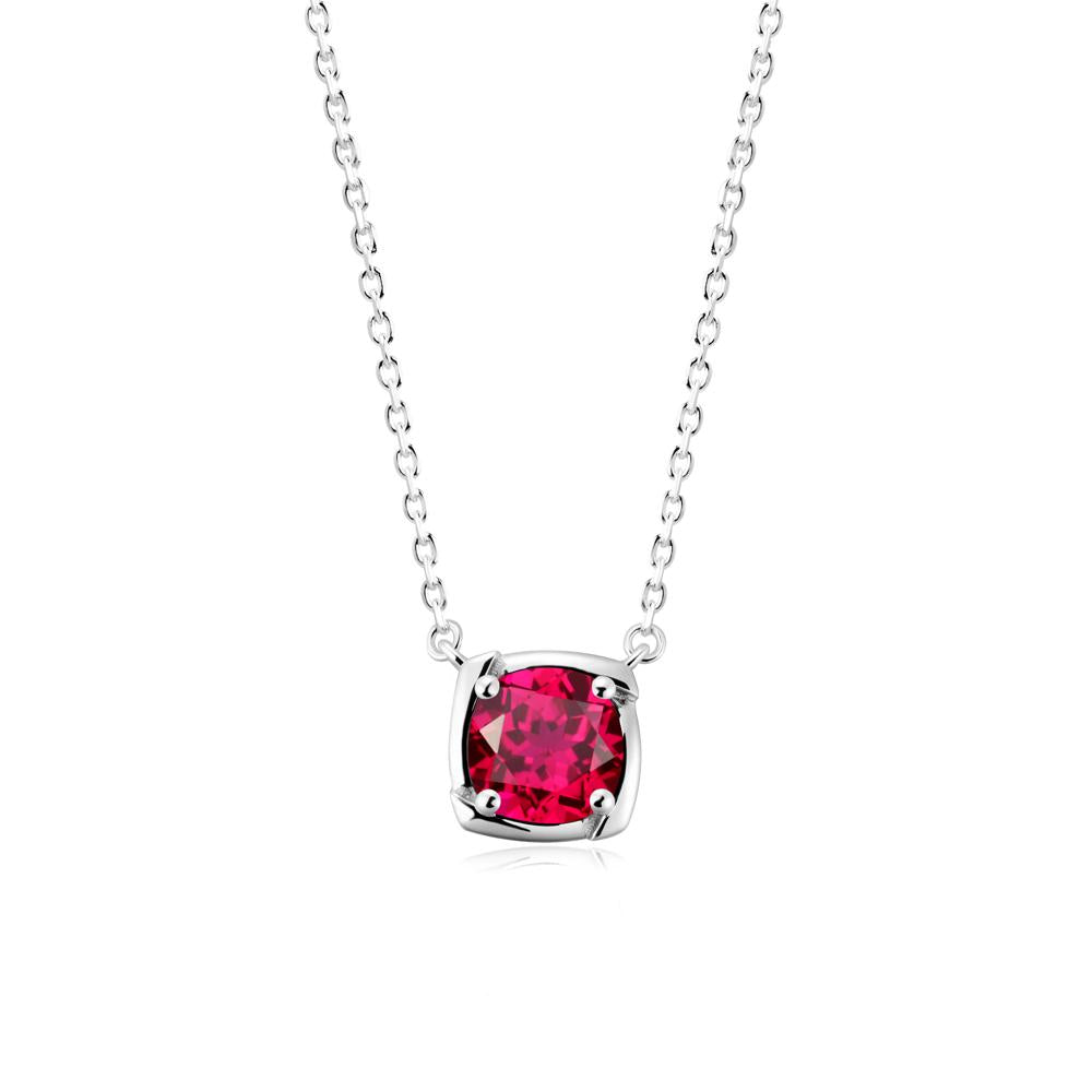 Unique Ruby Solitaire Pendant Necklace - LUO Jewelry #metal_14k white gold