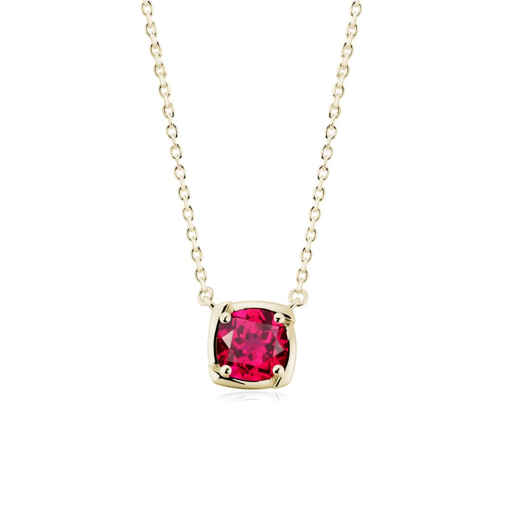 Unique Ruby Solitaire Pendant Necklace - LUO Jewelry #metal_14k yellow gold