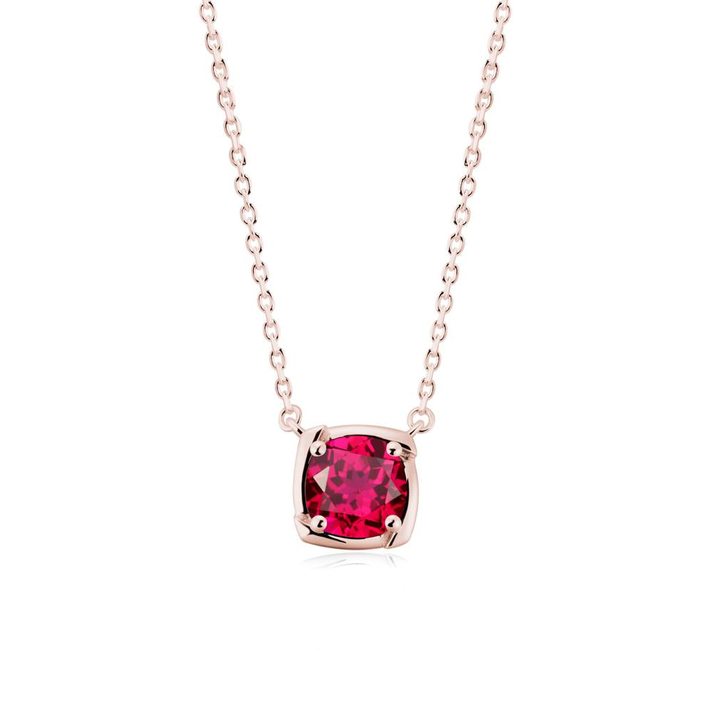 Unique Ruby Solitaire Pendant Necklace - LUO Jewelry #metal_18k rose gold