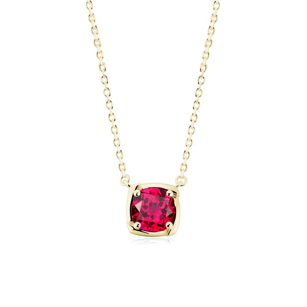 Unique Ruby Solitaire Pendant Necklace - LUO Jewelry #metal_18k yellow gold