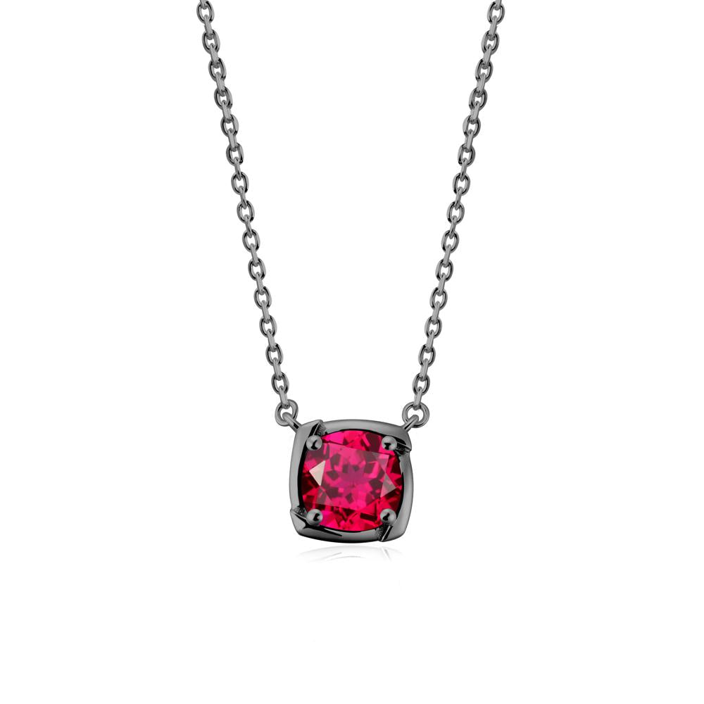 Unique Ruby Solitaire Pendant Necklace - LUO Jewelry #metal_black finish sterling silver