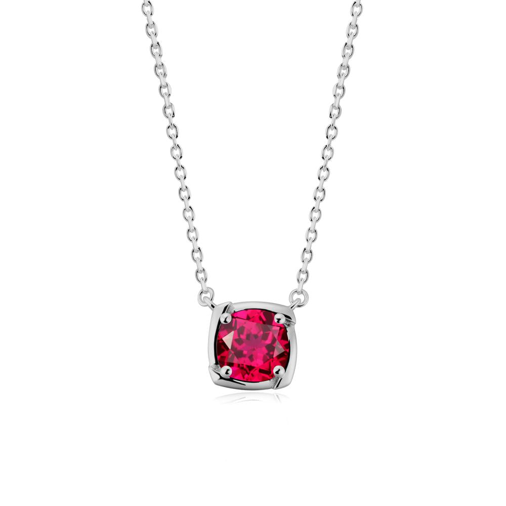 Unique Ruby Solitaire Pendant Necklace - LUO Jewelry #metal_platinum