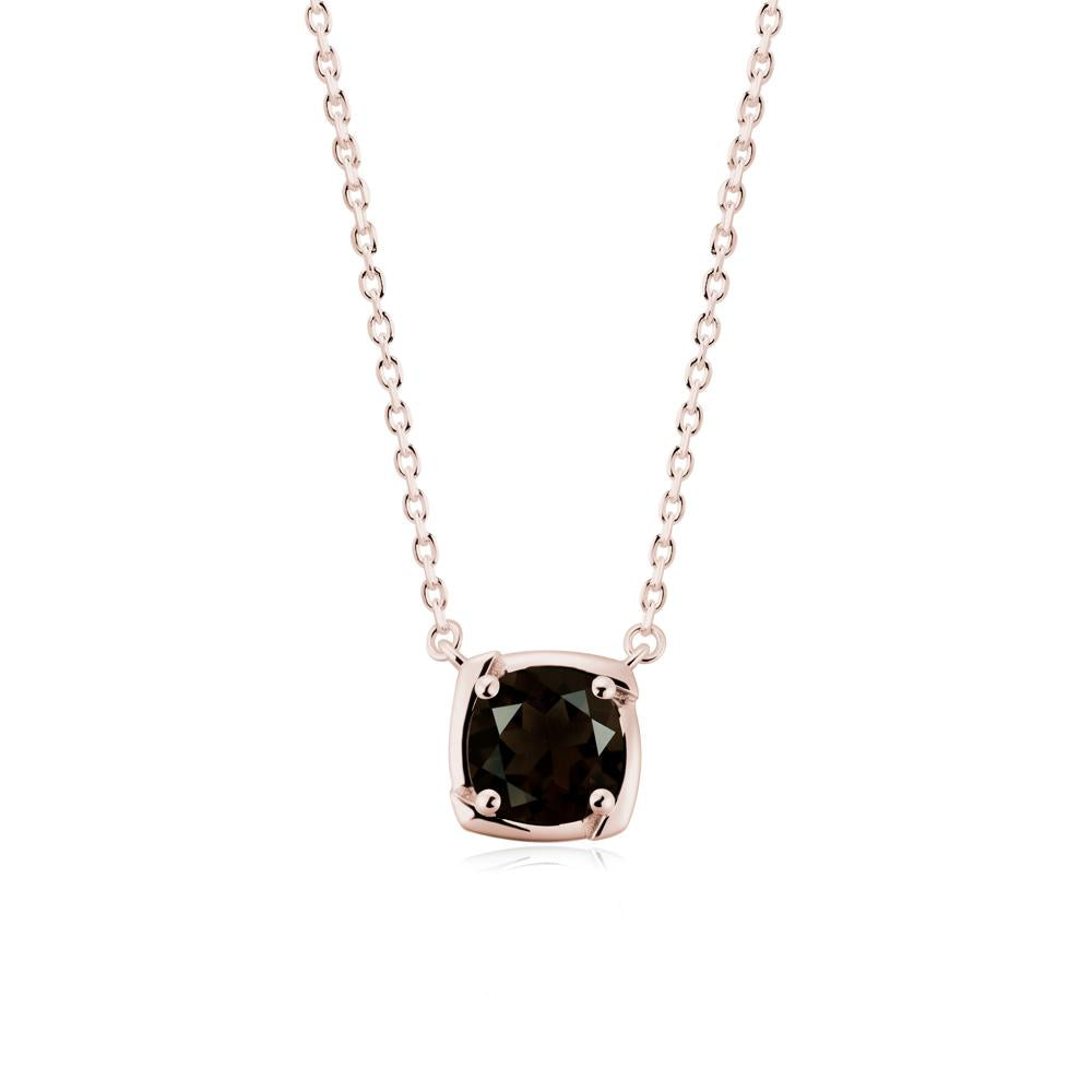 Square-Frame Round Smoky Quartz Necklace - LUO Jewelry #metal_14k rose gold
