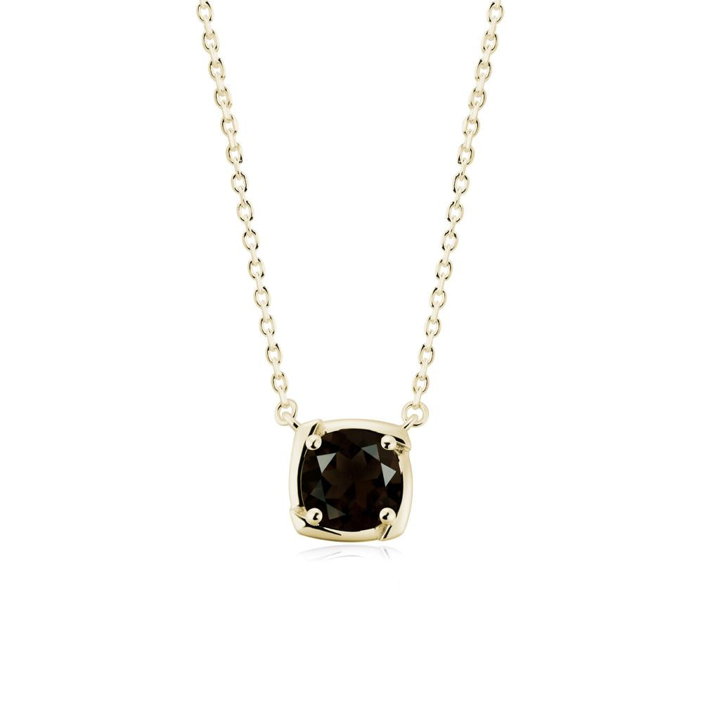 Square-Frame Round Smoky Quartz Necklace - LUO Jewelry #metal_14k yellow gold