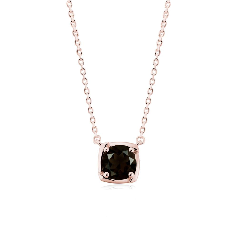 Square-Frame Round Smoky Quartz Necklace - LUO Jewelry #metal_18k rose gold