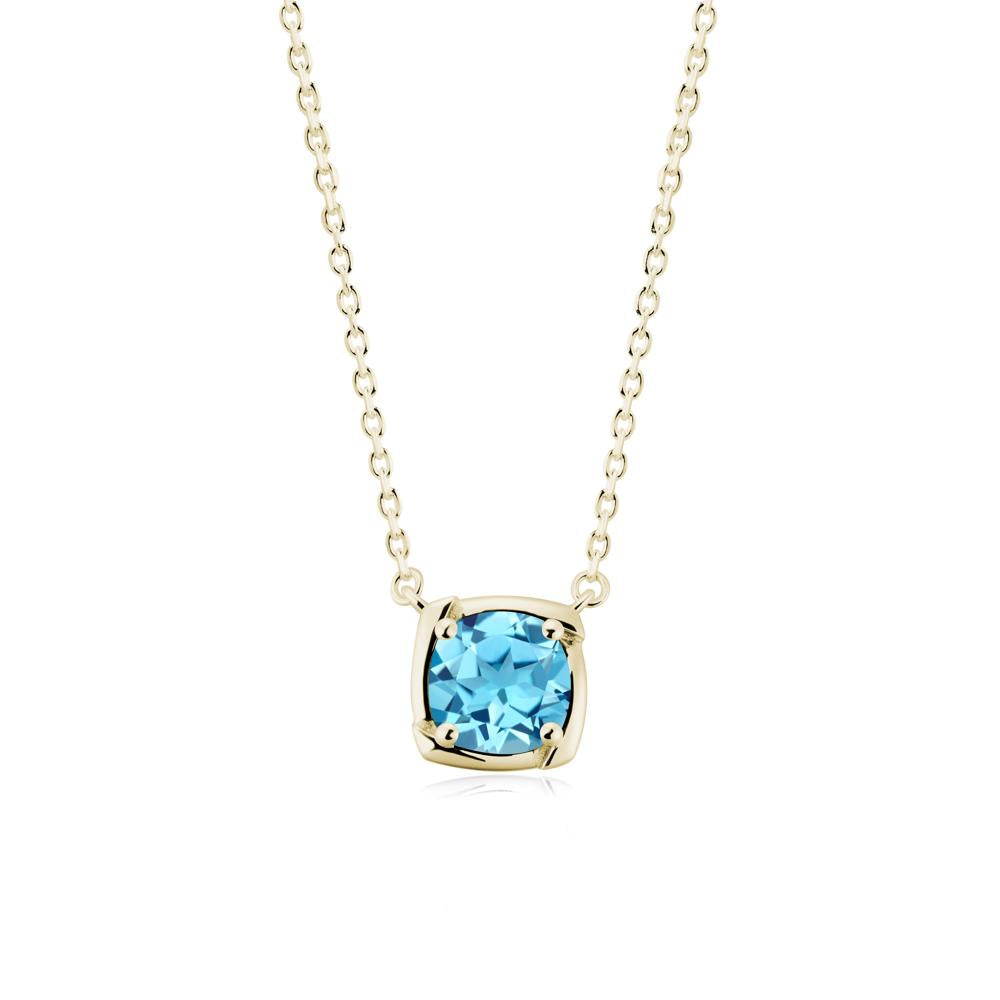 Unique Swiss Blue Topaz Solitaire Pendant Necklace - LUO Jewelry #metal_14k yellow gold