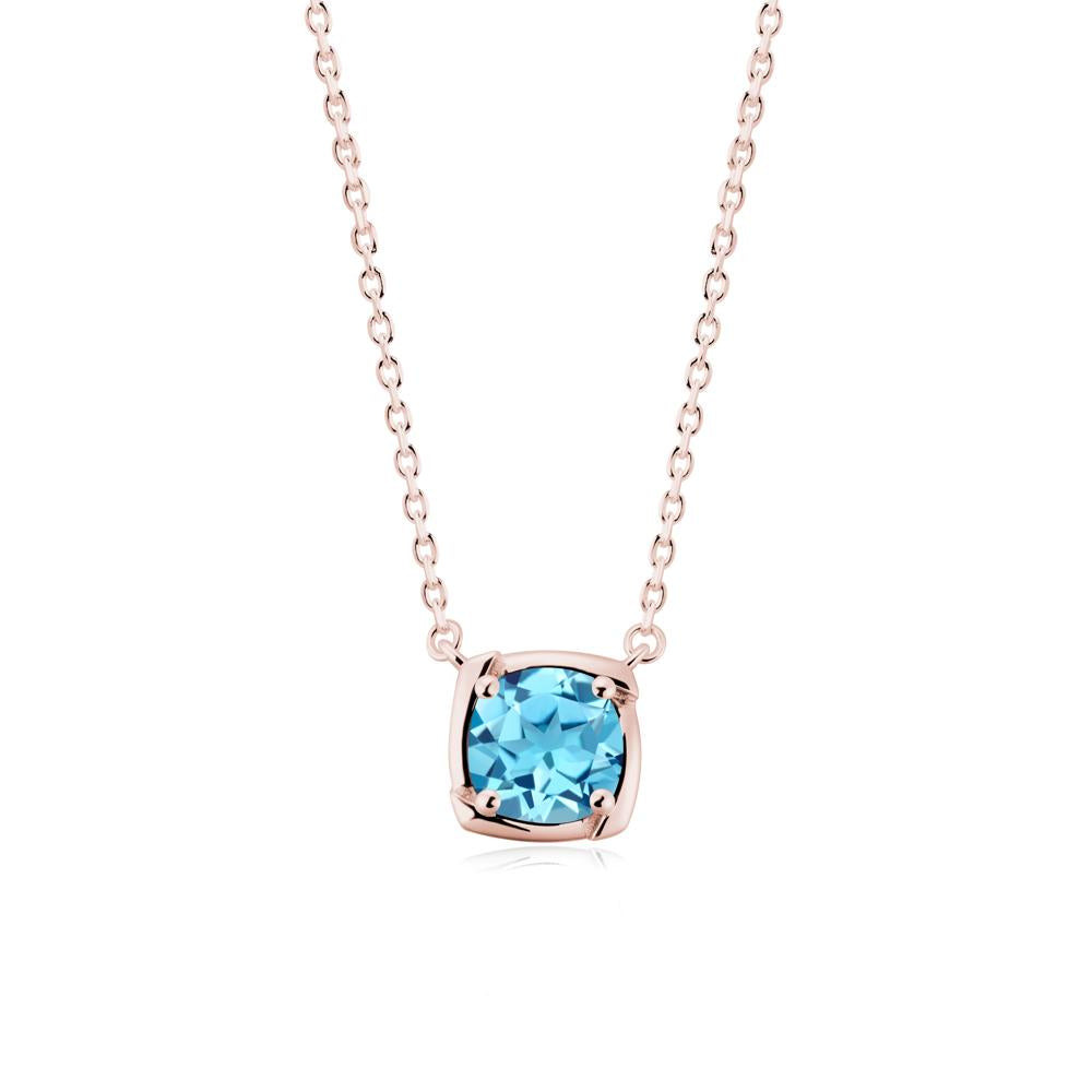 Unique Swiss Blue Topaz Solitaire Pendant Necklace - LUO Jewelry #metal_18k rose gold