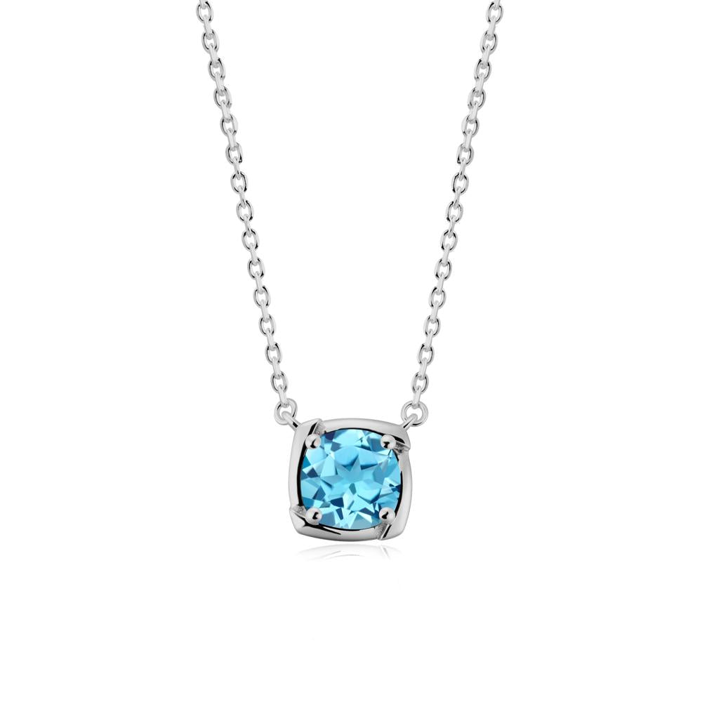 Unique Swiss Blue Topaz Solitaire Pendant Necklace - LUO Jewelry #metal_platinum