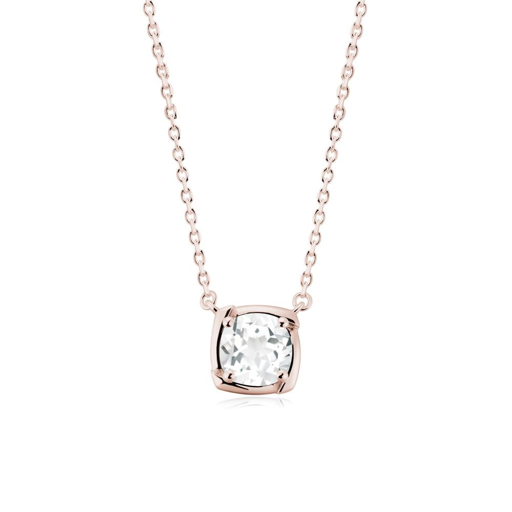 Unique White Topaz Solitaire Pendant Necklace - LUO Jewelry #metal_14k rose gold