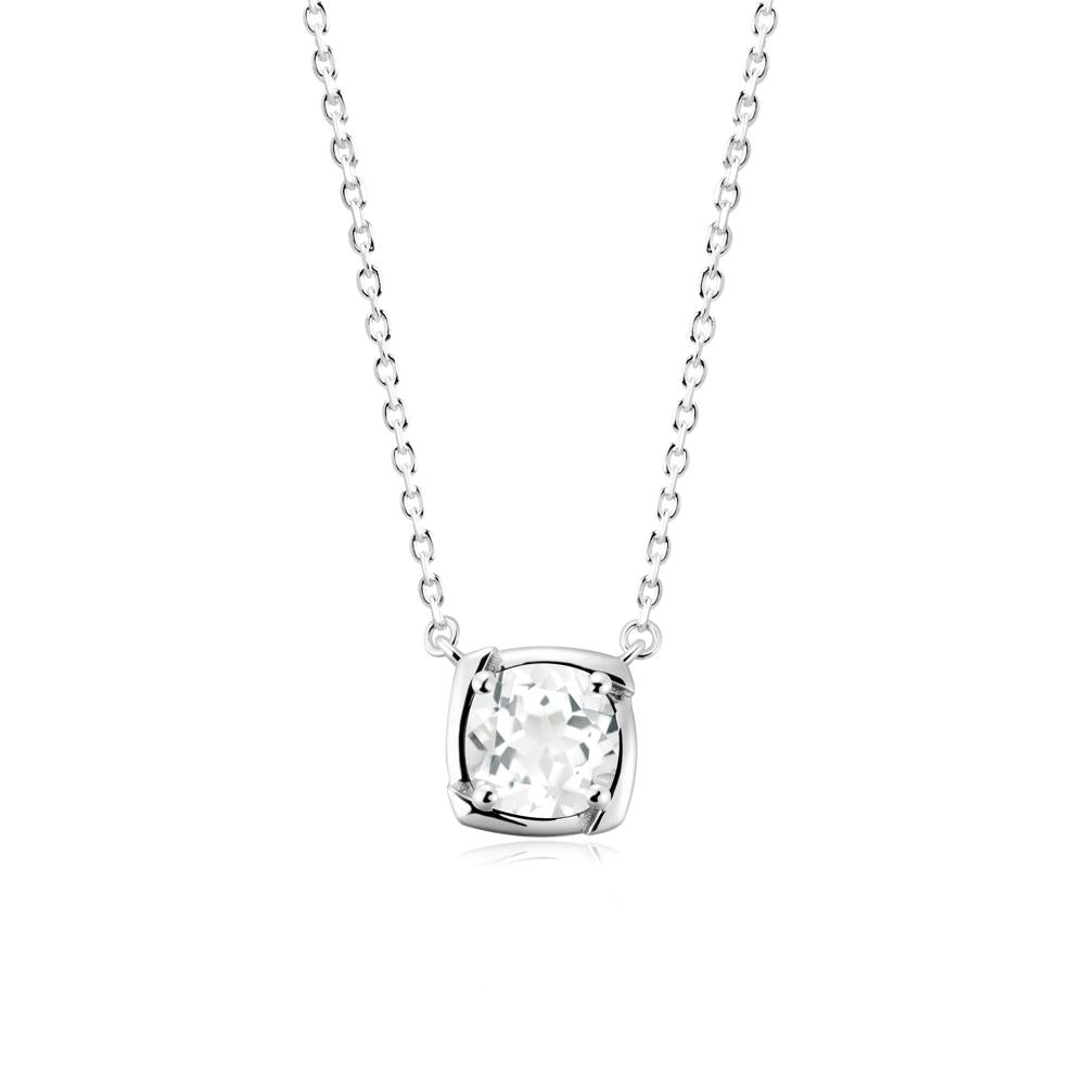 Unique White Topaz Solitaire Pendant Necklace - LUO Jewelry #metal_14k white gold