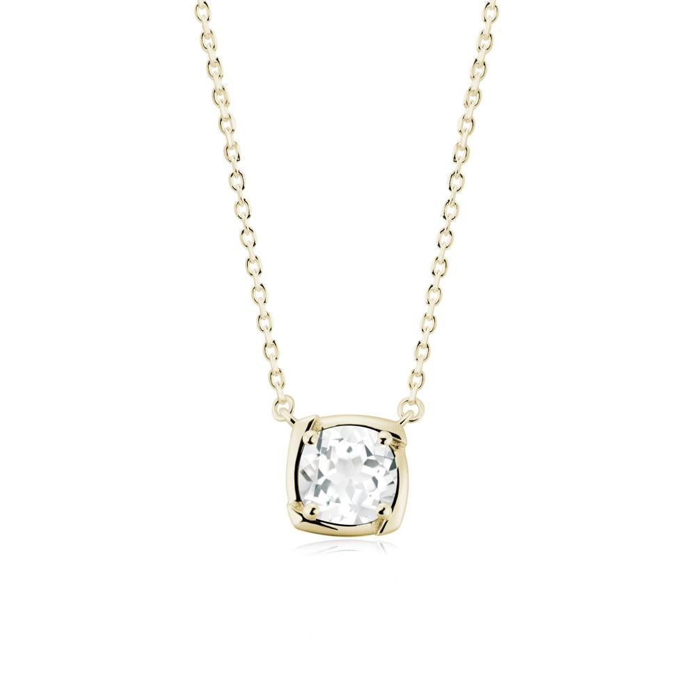 Unique White Topaz Solitaire Pendant Necklace - LUO Jewelry #metal_14k yellow gold