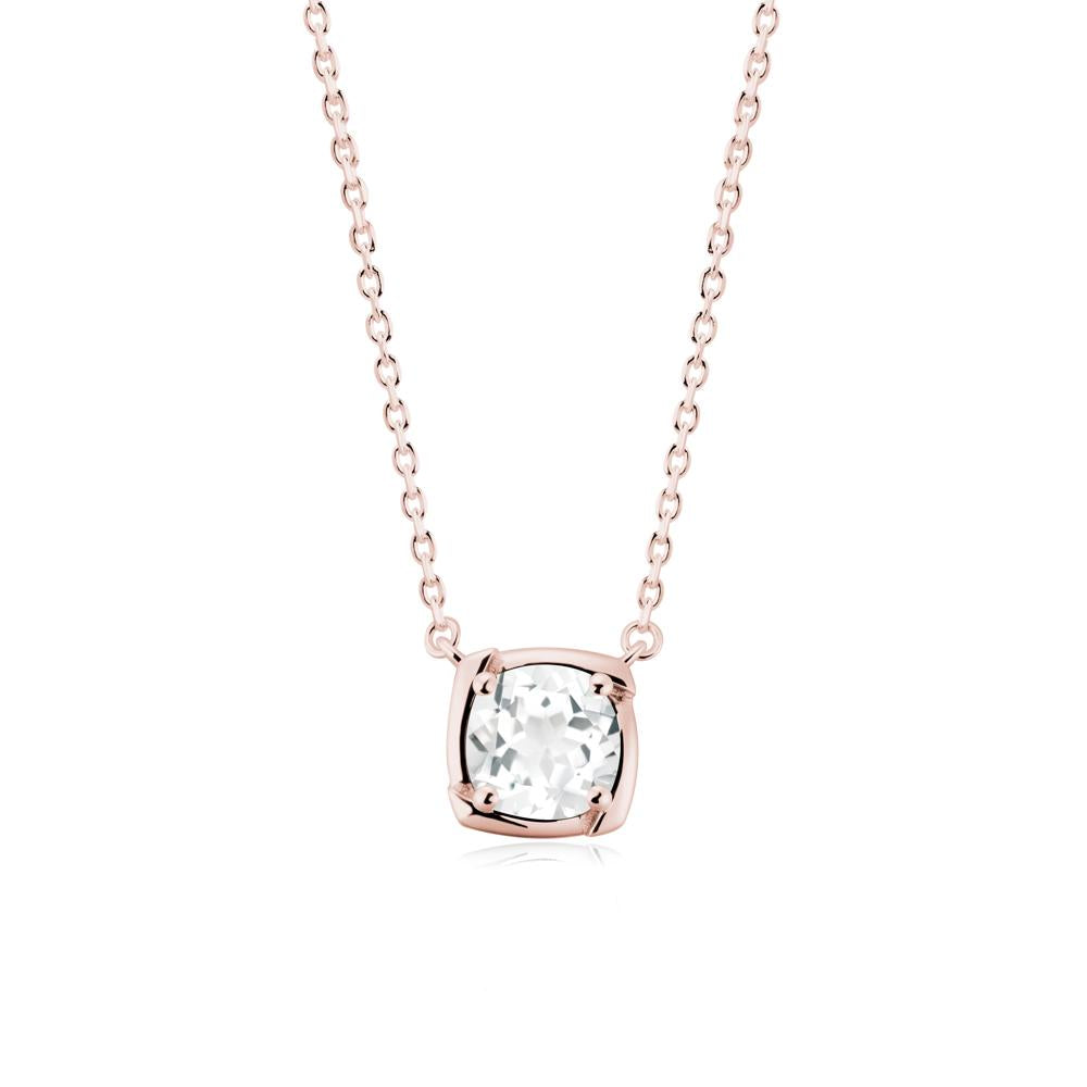 Unique White Topaz Solitaire Pendant Necklace - LUO Jewelry #metal_18k rose gold