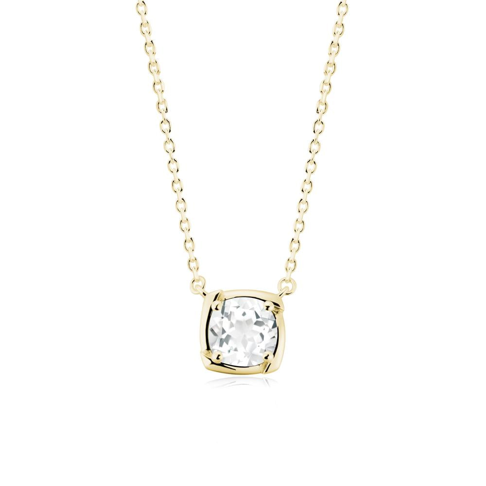 Unique White Topaz Solitaire Pendant Necklace - LUO Jewelry #metal_18k yellow gold
