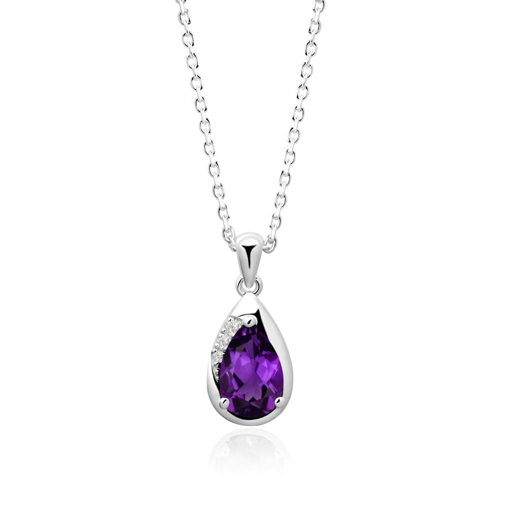 Modernist Teardrop Amethyst Necklace - LUO Jewelry #metal_14k white gold