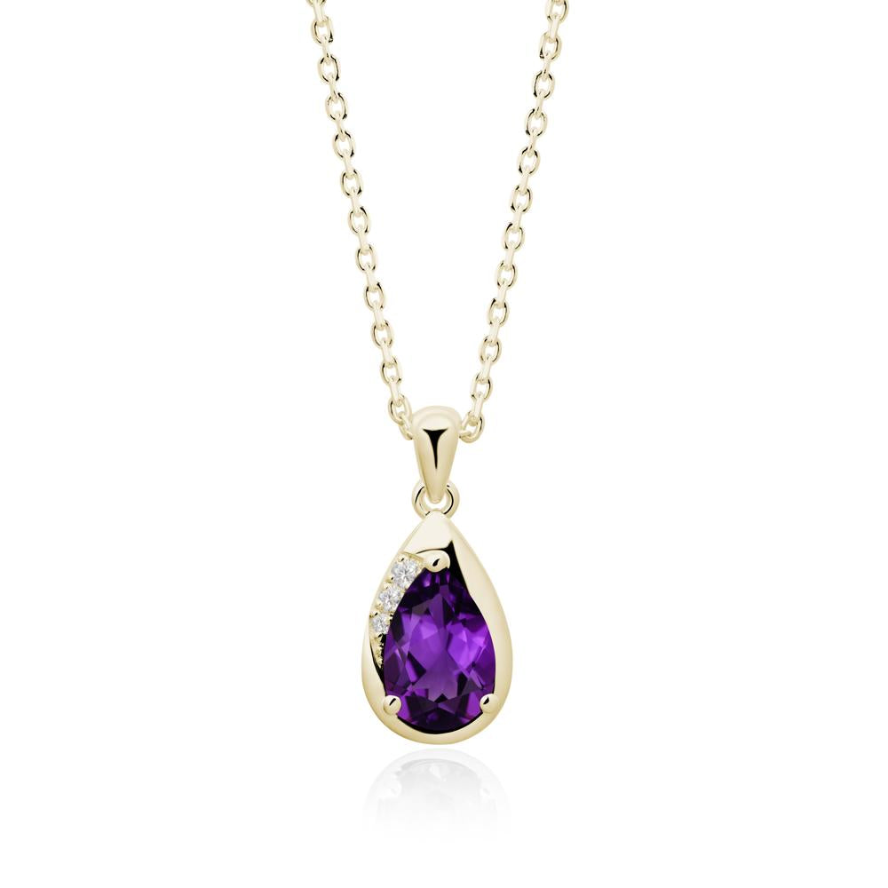 Modernist Teardrop Amethyst Necklace - LUO Jewelry #metal_14k yellow gold
