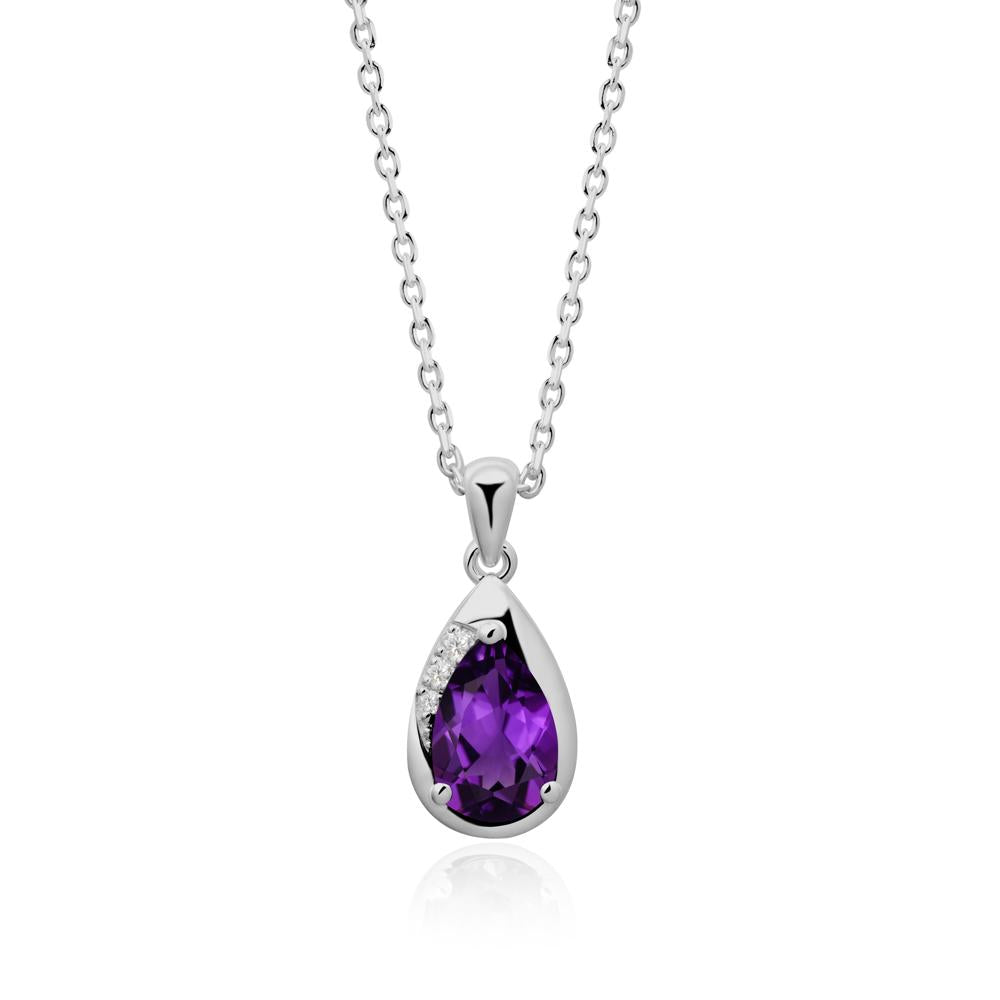 Modernist Teardrop Amethyst Necklace - LUO Jewelry #metal_platinum