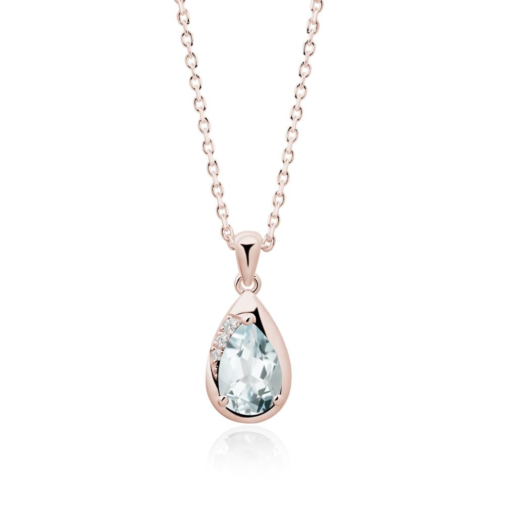 Modernist Teardrop Aquamarine Pendant - LUO Jewelry #metal_14k rose gold
