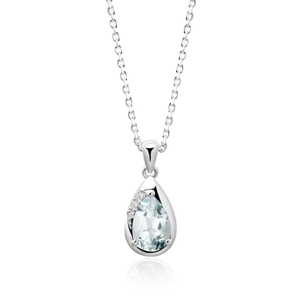 Modernist Teardrop Aquamarine Pendant - LUO Jewelry #metal_14k white gold