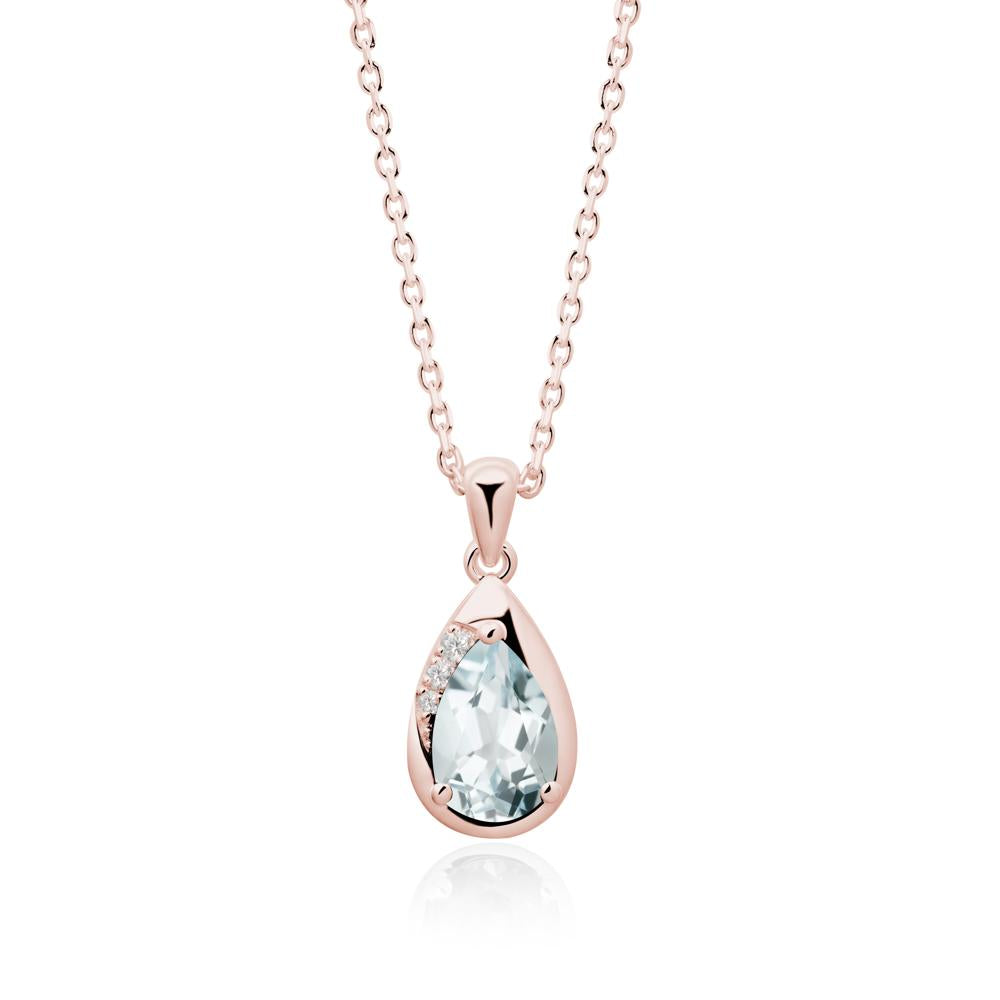 Modernist Teardrop Aquamarine Pendant - LUO Jewelry #metal_18k rose gold