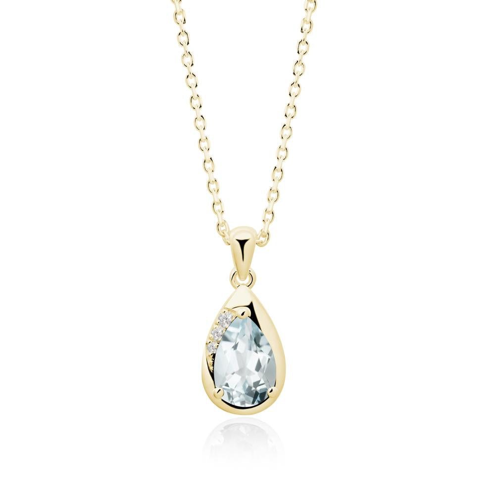 Modernist Teardrop Aquamarine Pendant - LUO Jewelry #metal_18k yellow gold