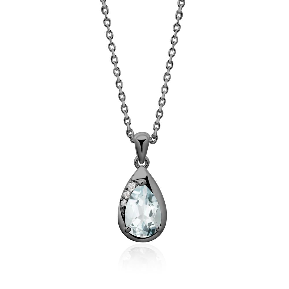 Modernist Teardrop Aquamarine Pendant - LUO Jewelry #metal_black finish sterling silver