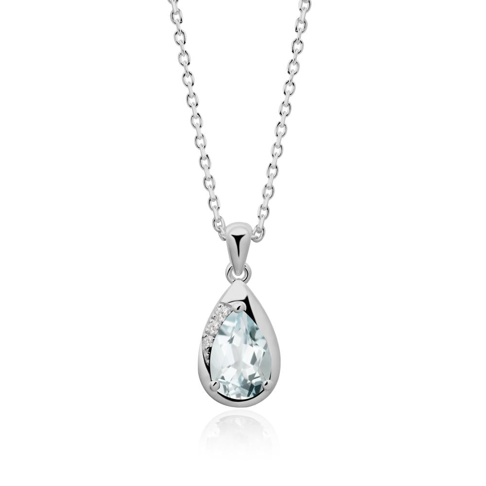 Modernist Teardrop Aquamarine Pendant - LUO Jewelry #metal_platinum