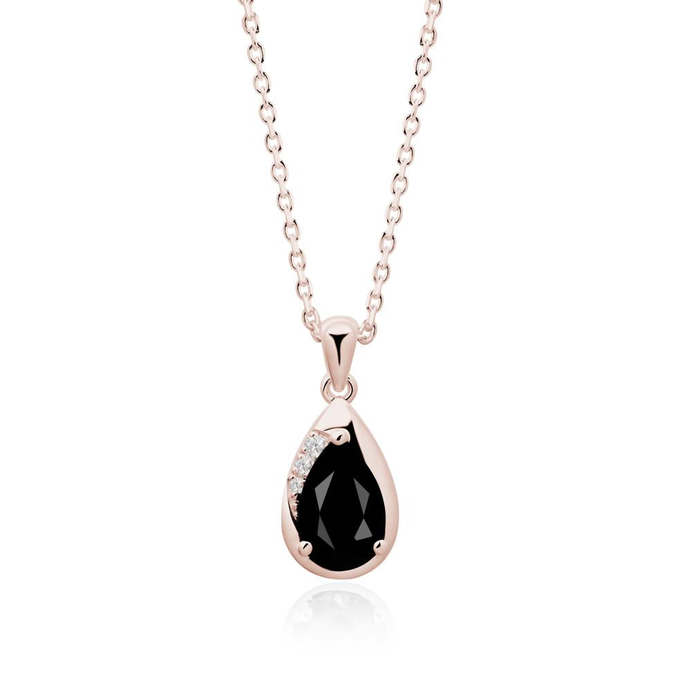 Modernist Teardrop Black Spinel Pendant - LUO Jewelry #metal_14k rose gold