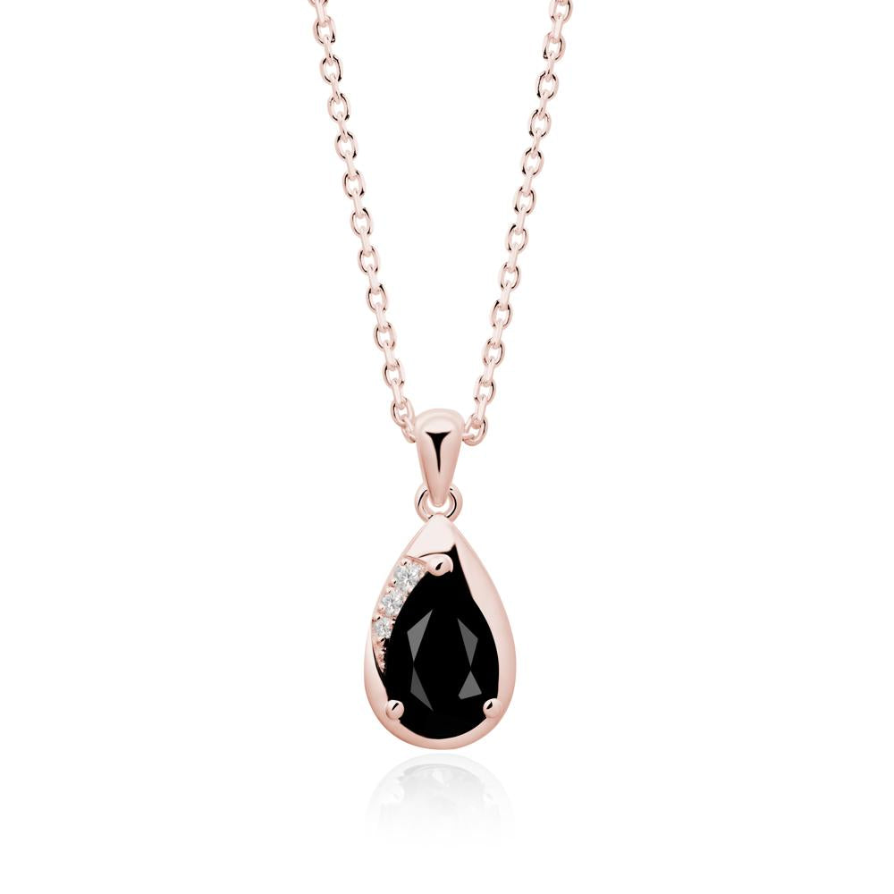 Modernist Teardrop Black Spinel Pendant - LUO Jewelry #metal_18k rose gold