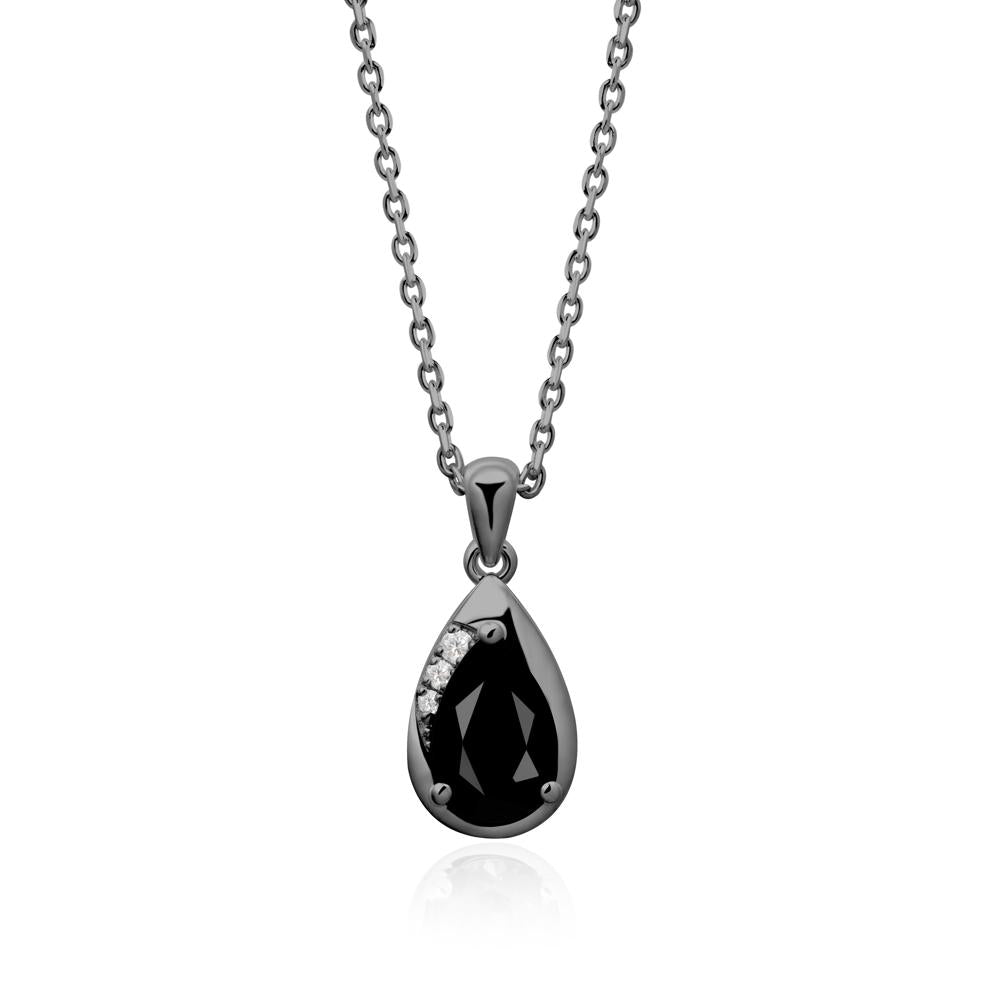 Modernist Teardrop Black Spinel Pendant - LUO Jewelry #metal_black finish sterling silver