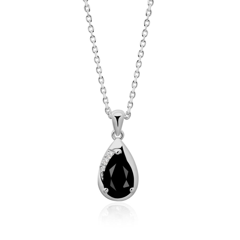 Modernist Teardrop Black Spinel Pendant - LUO Jewelry #metal_platinum