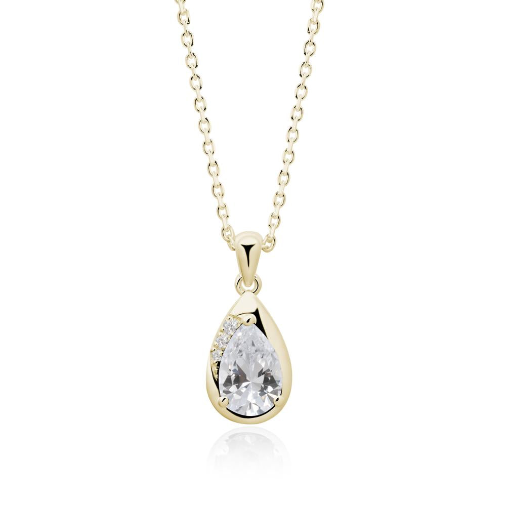 Modernist Teardrop Cubic Zirconia Pendant - LUO Jewelry #metal_14k yellow gold
