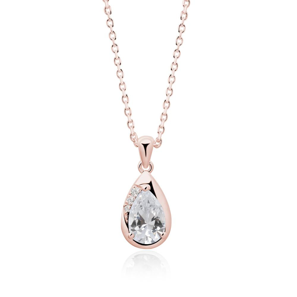 Modernist Teardrop Cubic Zirconia Pendant - LUO Jewelry #metal_18k rose gold