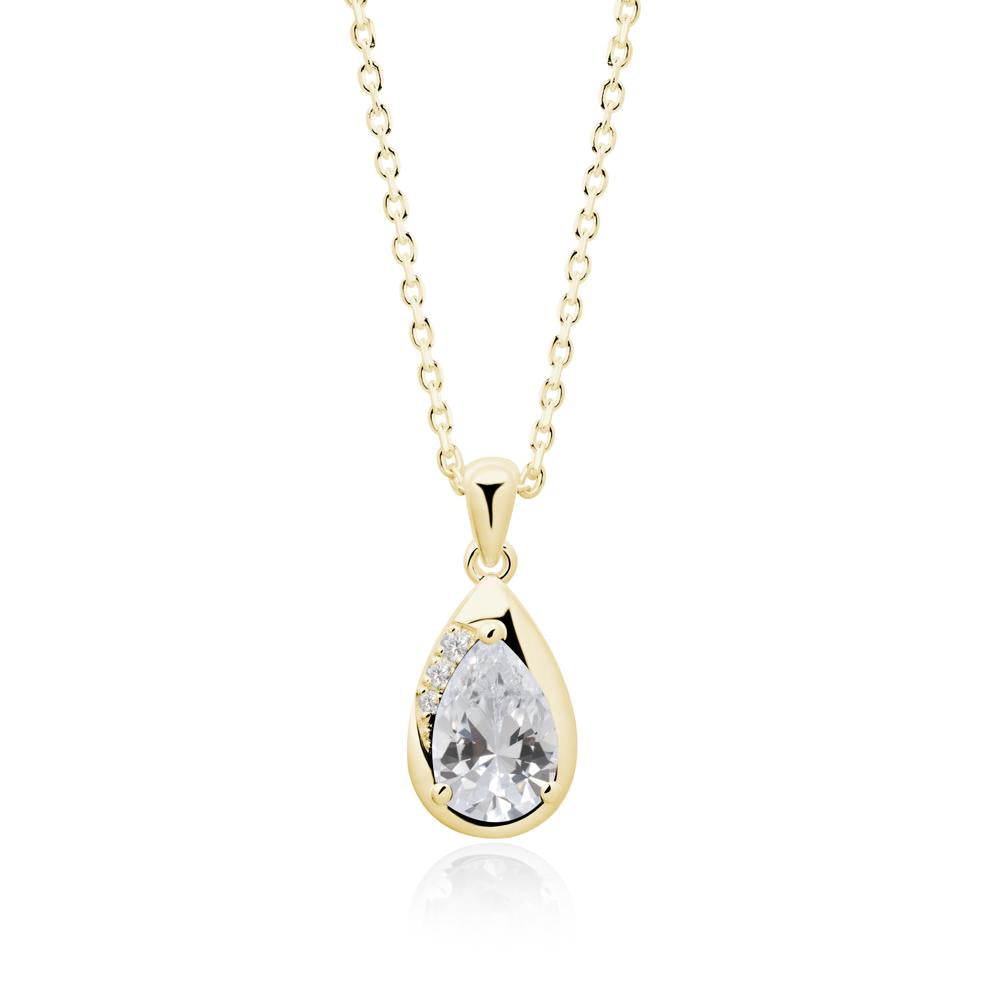 Modernist Teardrop Cubic Zirconia Pendant - LUO Jewelry #metal_18k yellow gold