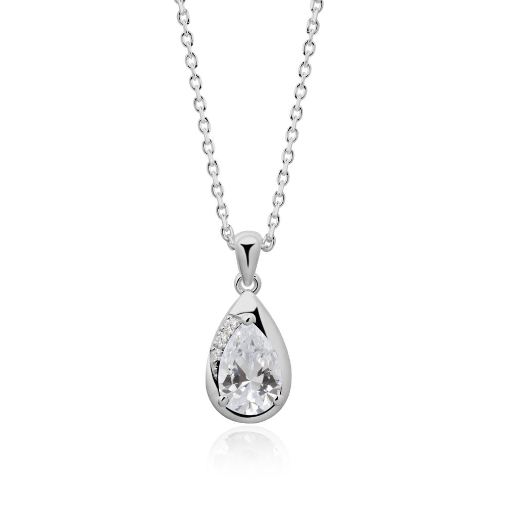Modernist Teardrop Cubic Zirconia Pendant - LUO Jewelry #metal_platinum