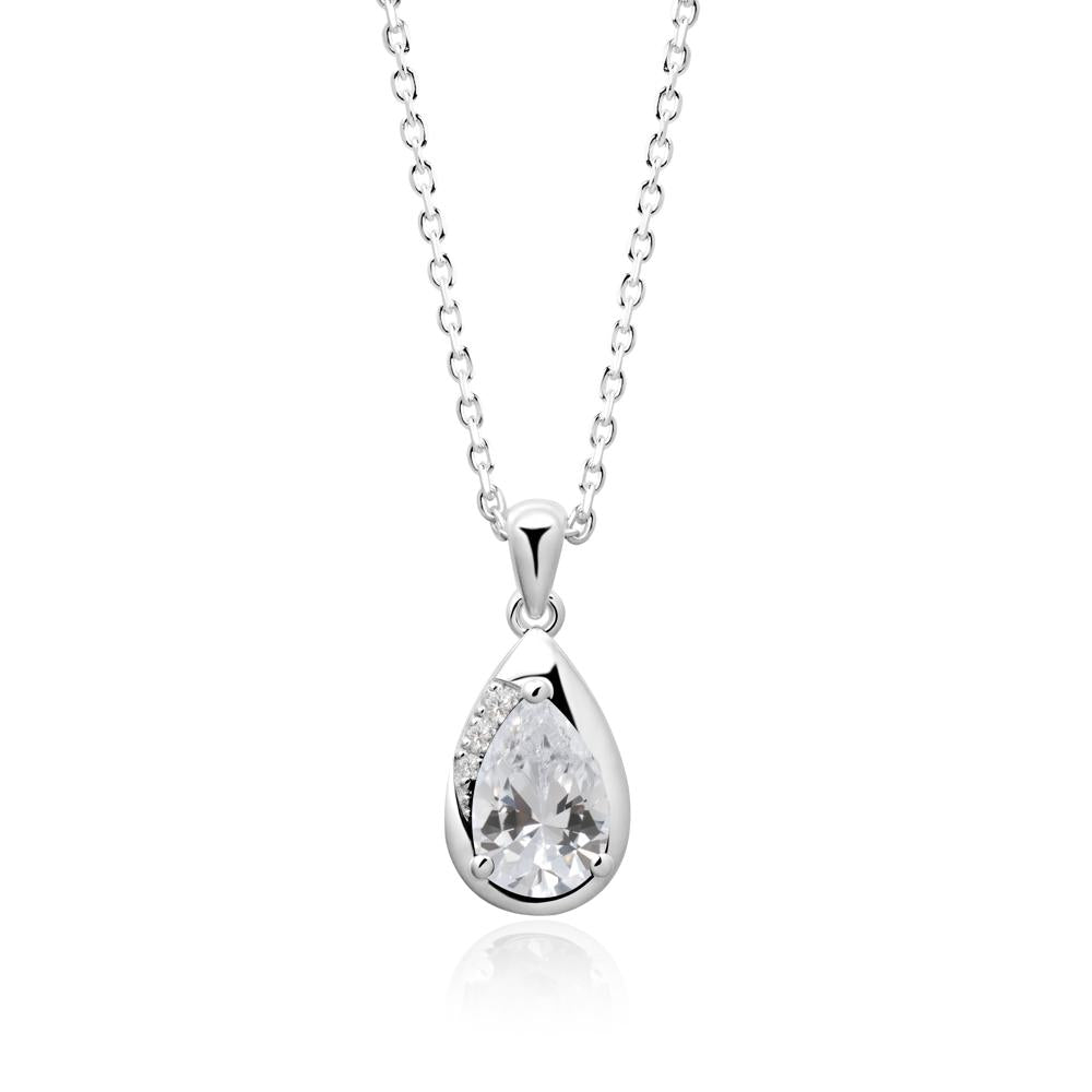 Modernist Teardrop Cubic Zirconia Pendant - LUO Jewelry #metal_sterling silver