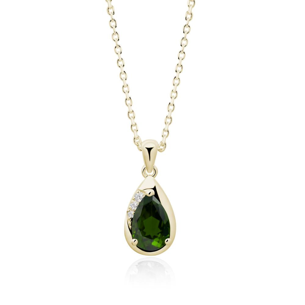 Modernist Teardrop Diopside Necklace - LUO Jewelry #metal_14k yellow gold