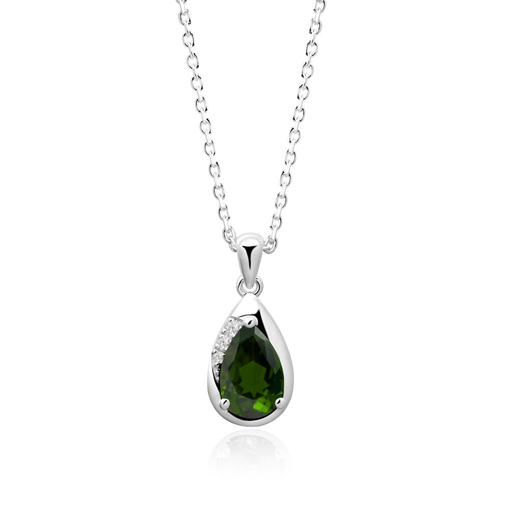 Modernist Teardrop Diopside Necklace - LUO Jewelry #metal_18k white gold