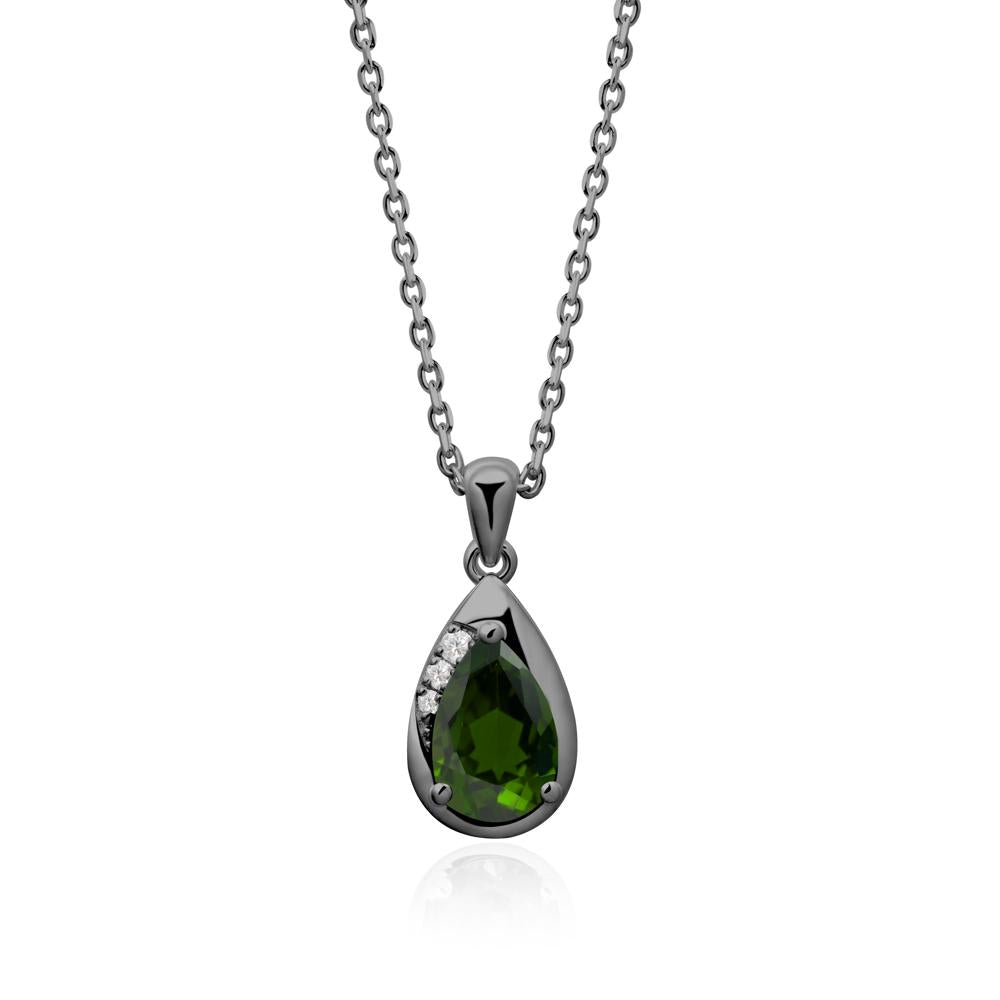 Modernist Teardrop Diopside Necklace - LUO Jewelry #metal_black finish sterling silver