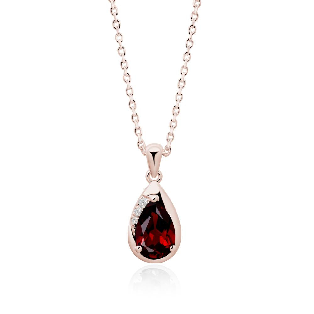 Modernist Teardrop Garnet Pendant - LUO Jewelry #metal_14k rose gold