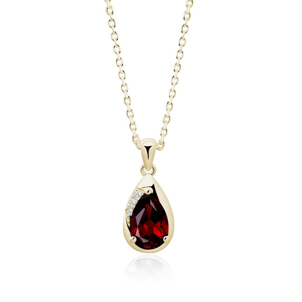Modernist Teardrop Garnet Pendant - LUO Jewelry #metal_14k yellow gold
