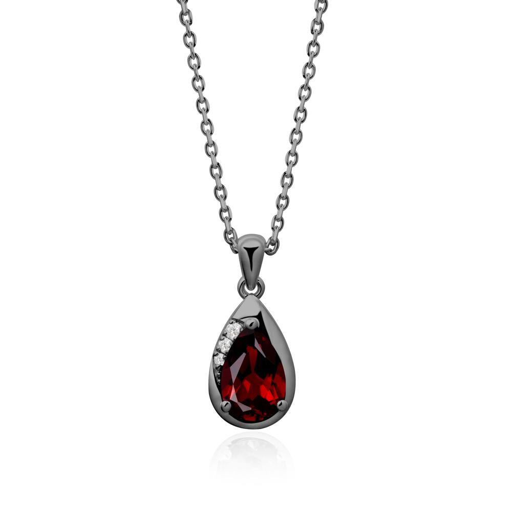 Modernist Teardrop Garnet Pendant - LUO Jewelry #metal_black finish sterling silver