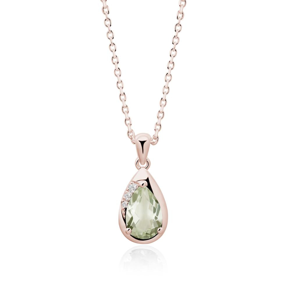 Modernist Pear Shaped Green Amethyst Necklace - LUO Jewelry #metal_14k rose gold